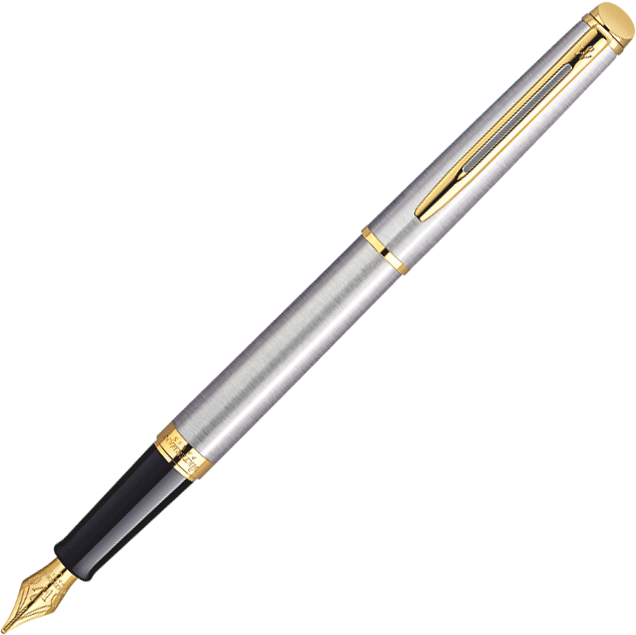 Waterman Hemisphere Stainless Steel Gold Trim Fountain Pen - Pencraft the boutique