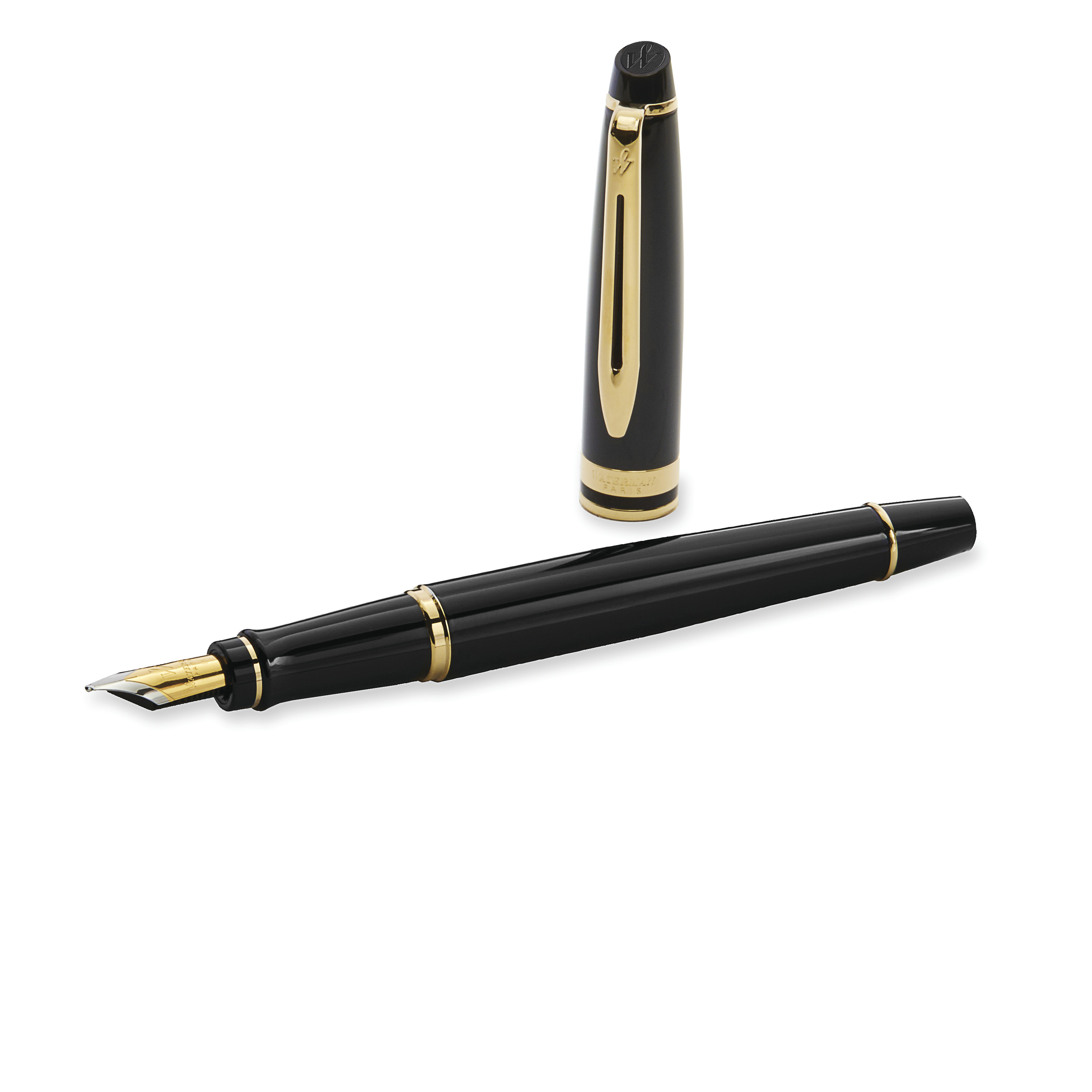 Waterman Expert Black Lacquer Gold Trim Fountain Pen - Pencraft the boutique