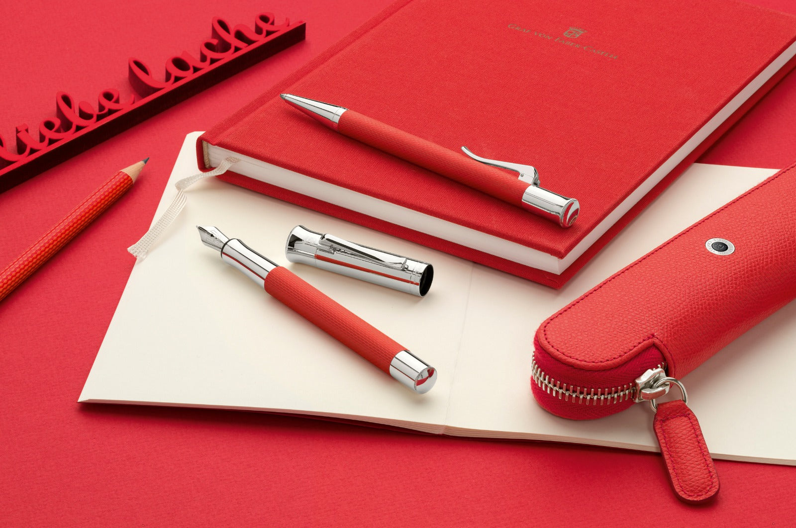 Graf von Faber Castell Guilloche India Red Fountain Pen - Pencraft the boutique