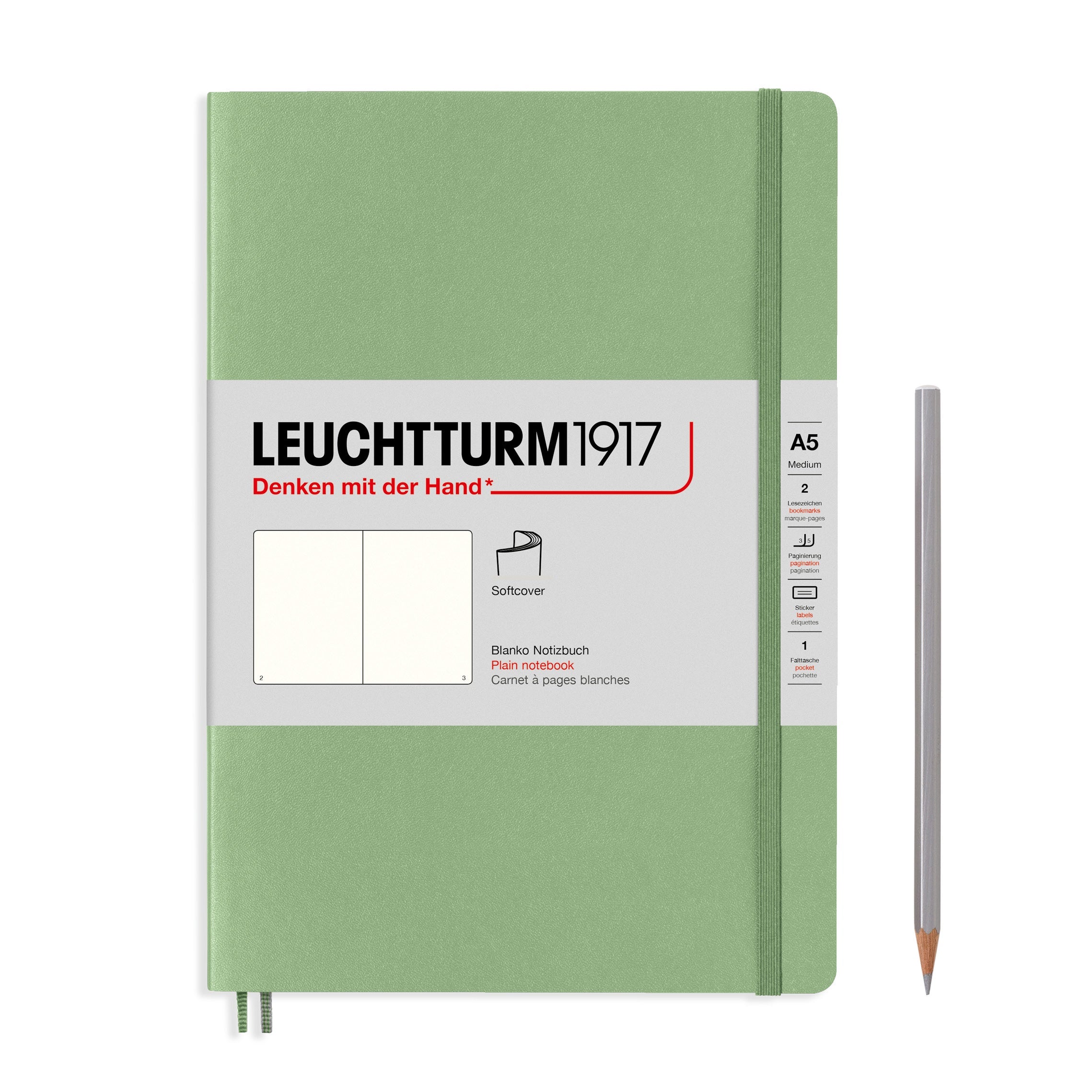 Leuchtturm1917 Notebook Softcover Medium (A5) Plain Sage - Pencraft the boutique