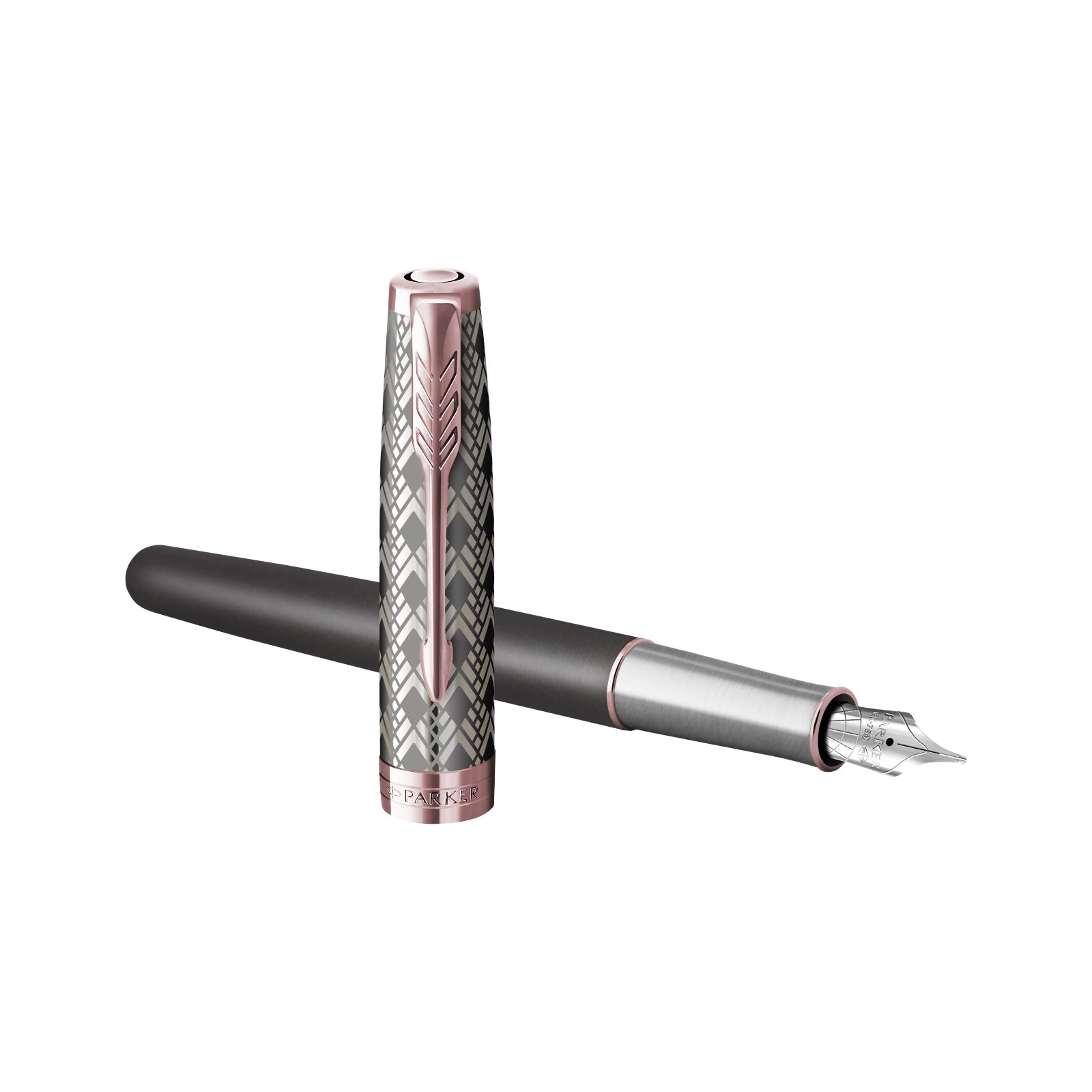 Parker Sonnet Metal and Grey Pink Gold Trim Fountain Pen - Pencraft the boutique