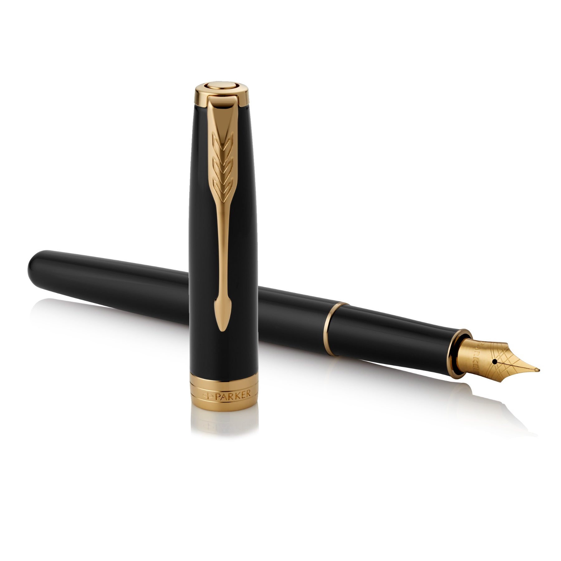 Parker Sonnet Black Lacquer Gold Trim Fountain Pen - Pencraft the boutique