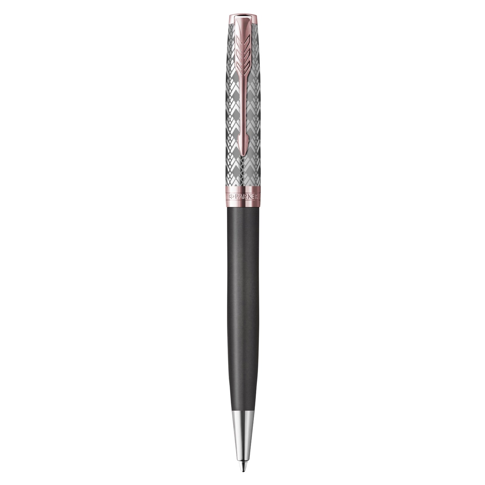 Parker Sonnet Metal and Grey Pink Gold Trim Ballpoint - Pencraft the boutique