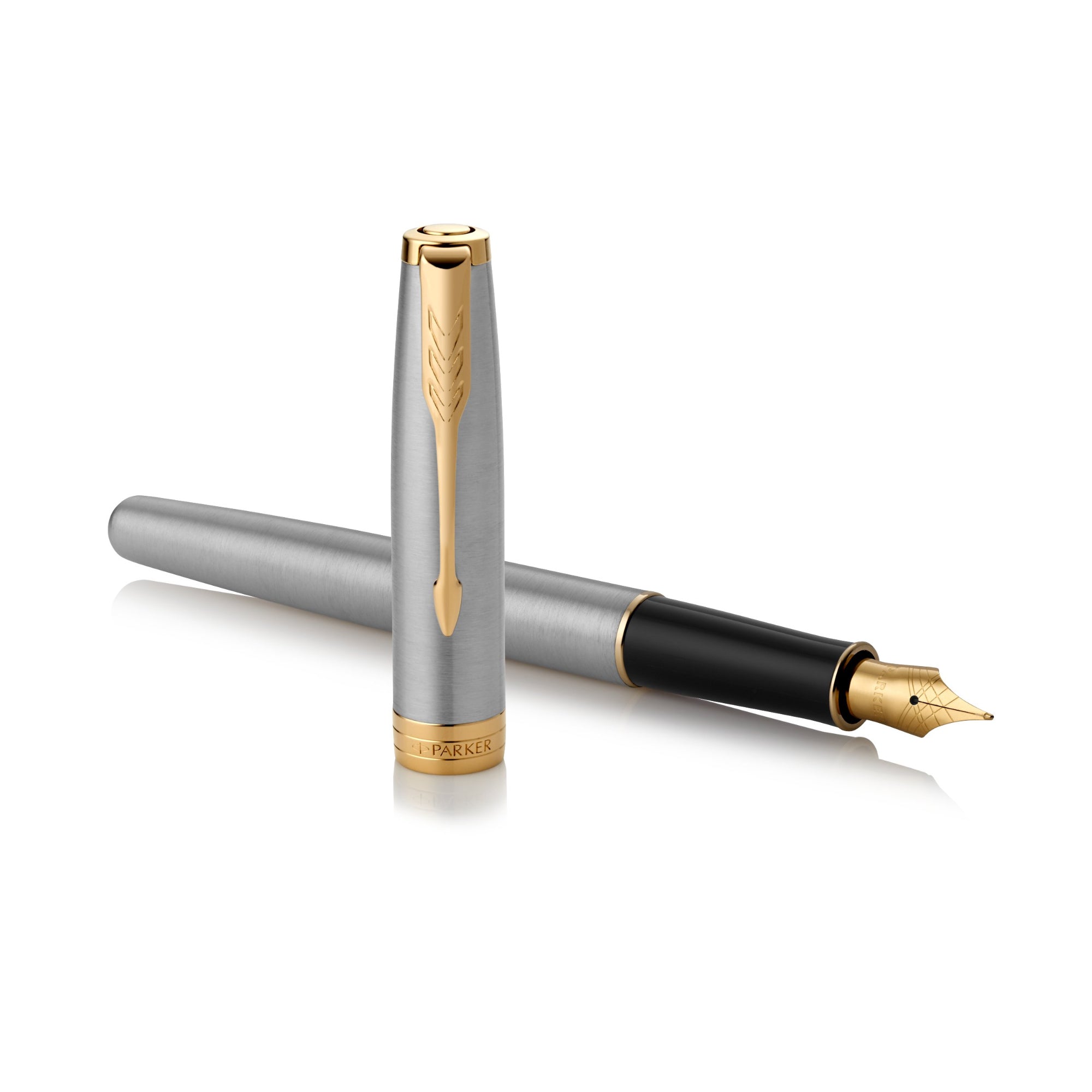Parker Sonnet Stainless Steel Gold Trim Fountain Pen - Pencraft the boutique