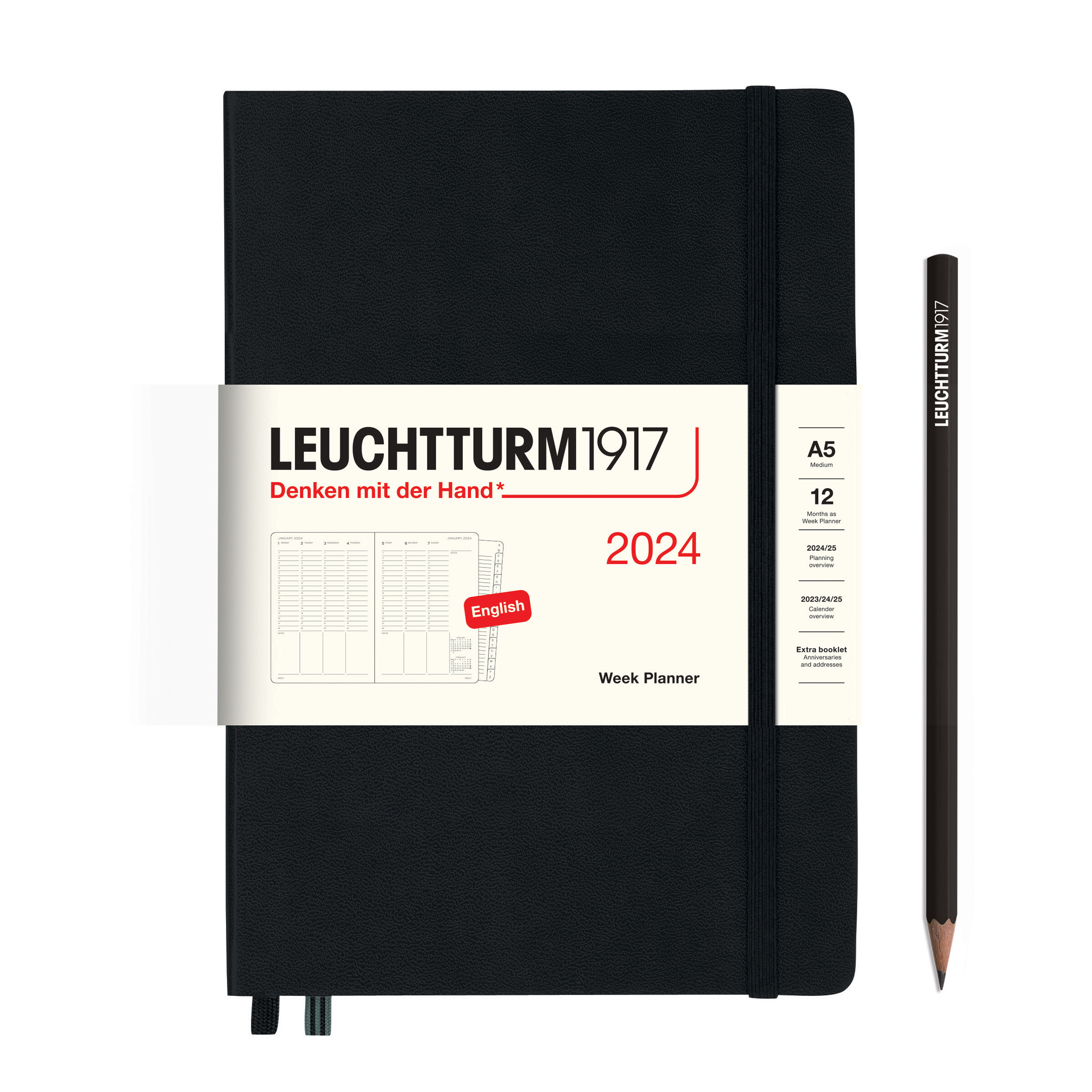 Leuchtturm1917 Week (Vertical) Planner Hard Cover Medium A5 2024 - Pencraft the boutique