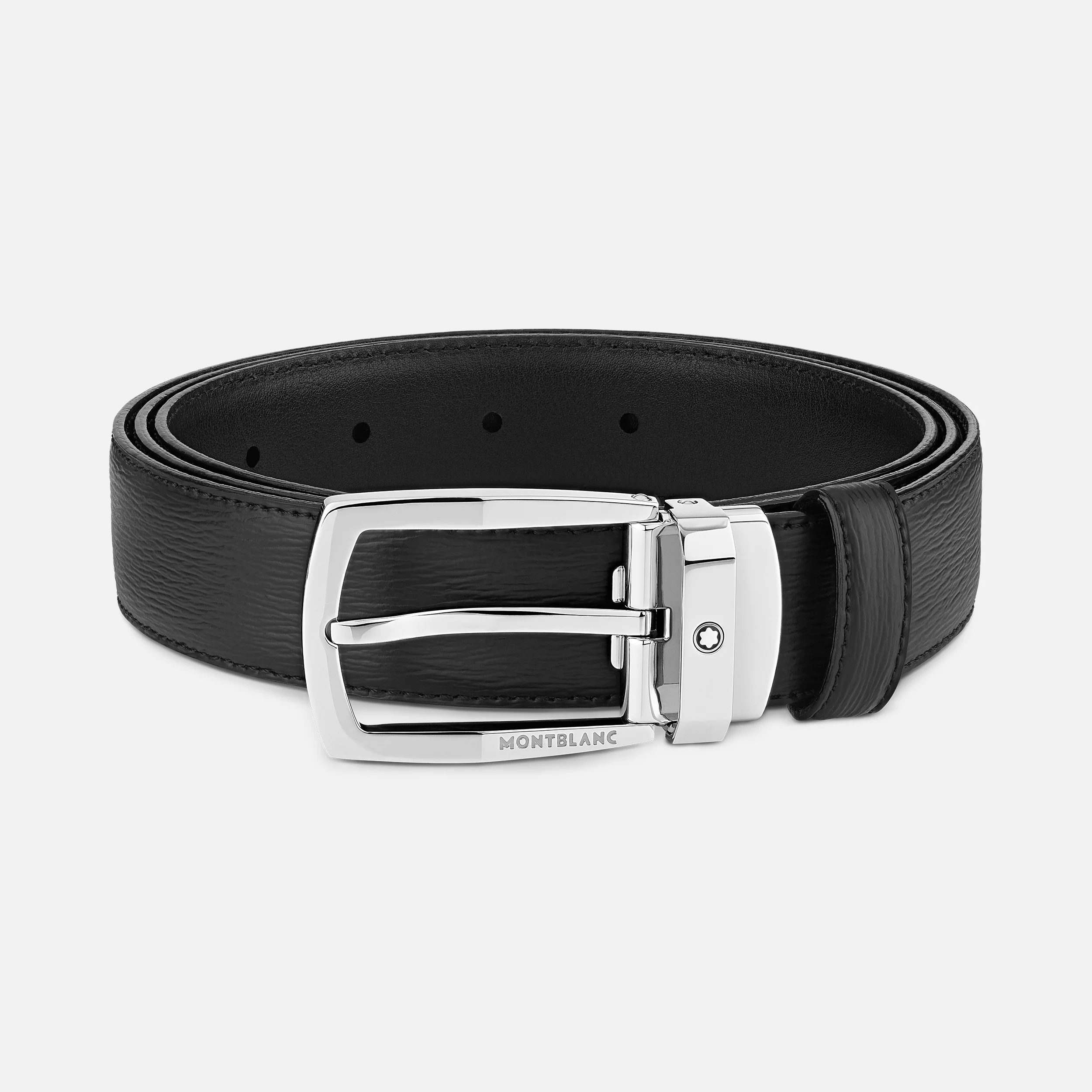 Montblanc Belt Trapeze Shiny Stainless Steel Buckle Westside Leather Black 30mm - Pencraft the boutique