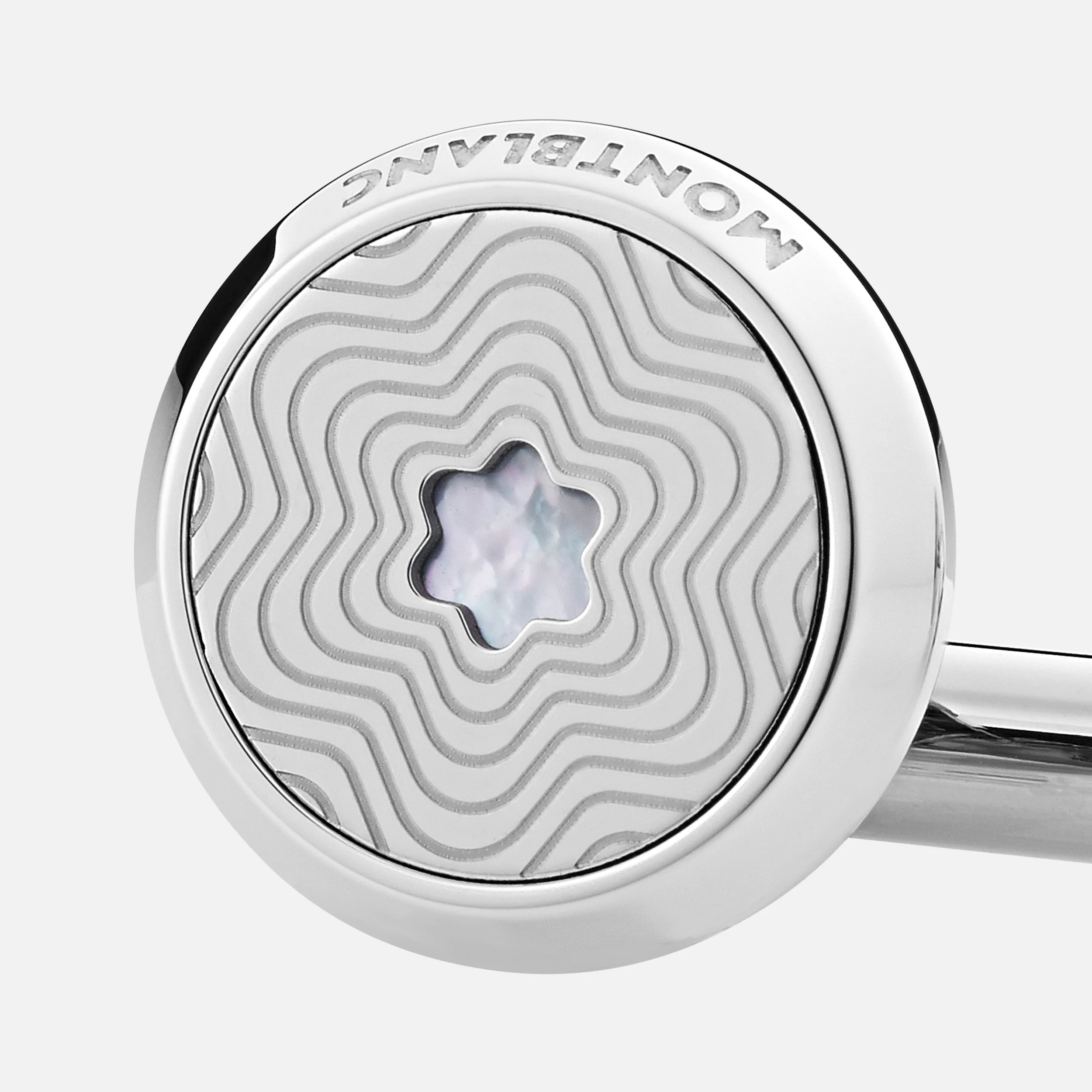 Montblanc Cufflink Round Stainless Steel with Exploding Star Pattern and Mother of Pearl - Pencraft the boutique